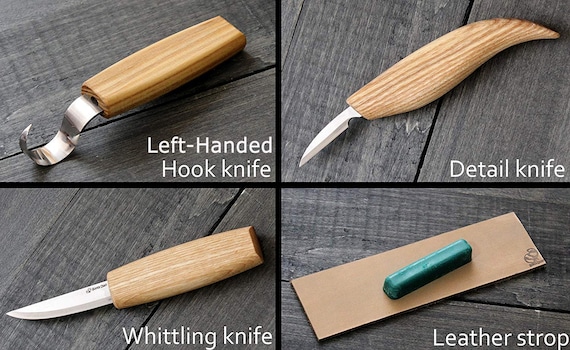 Carving Knife, Tool Chip Carving Knife Paring Knife with Knife Sleeve + Hook  Knife, Wood Carving Kit for Spoon Bowl Cup Woodworking 