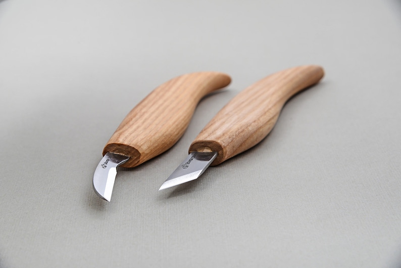 Chip Carving Knives Set Wood Carving Tools Set Kit Woodcarving Knife Set of 2 Chip Carving Knives Detail Knife Skew Knife BeaverCraft S04old image 2