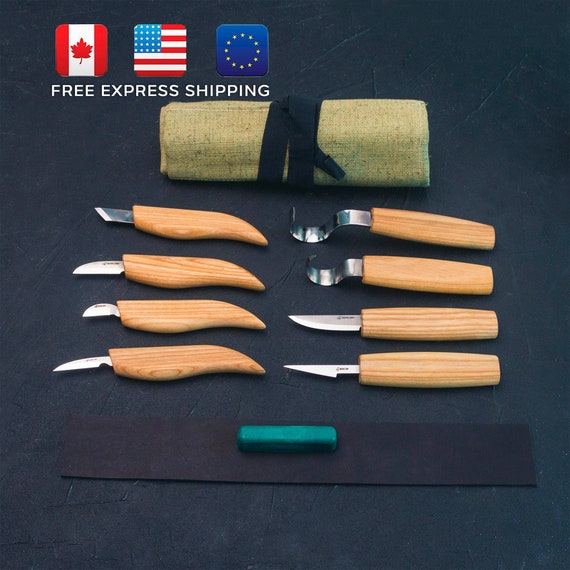 Wood Carving Set of 8 Knives Carving Knives Set TOP GIFT Wood Carving Tools  Woodcarving Knife Carving Knives Kit Carving Beavercraft S08 