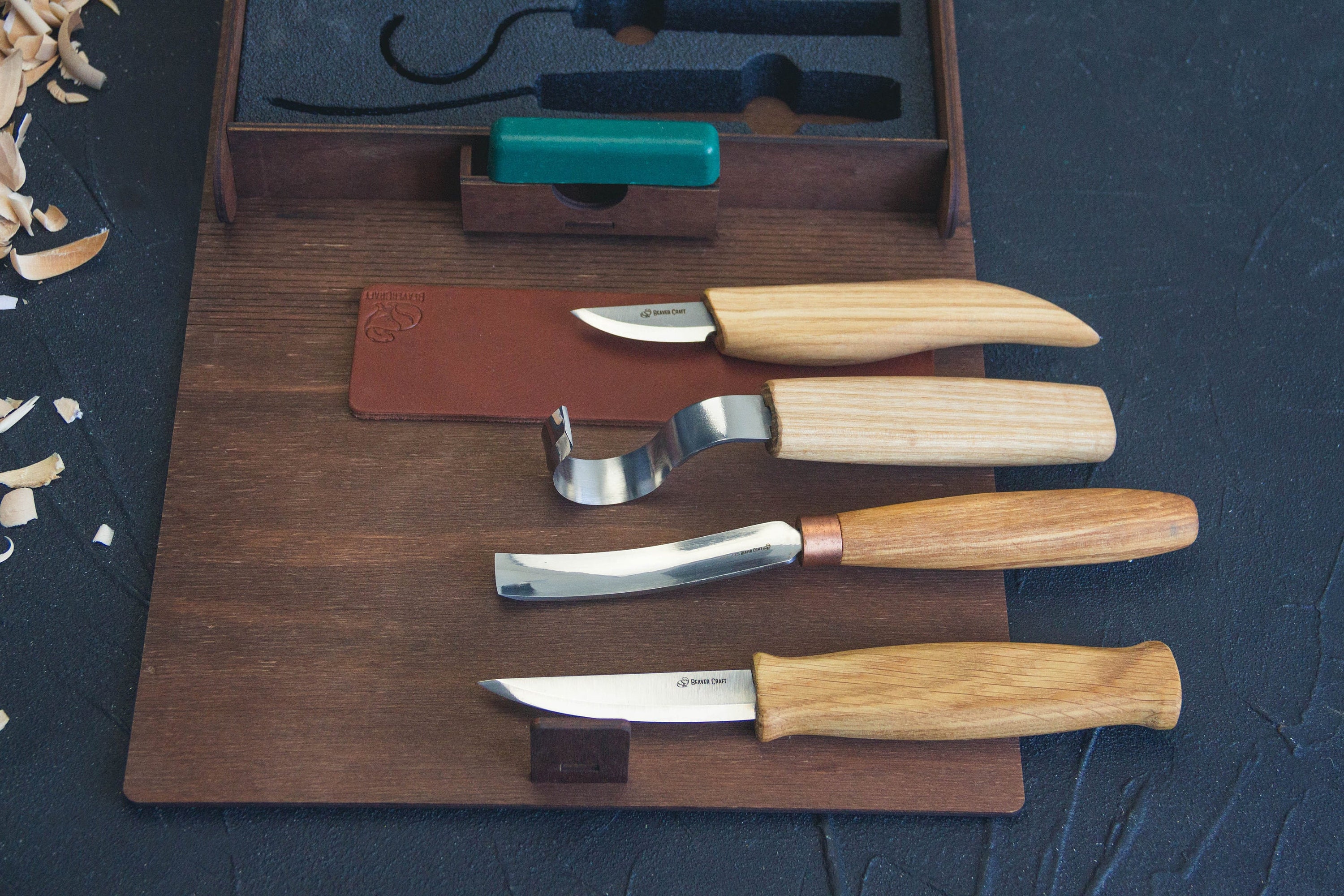 Spoon and Kuksa Carving Professional Set With Knives and Strop Beavercraft  S43 