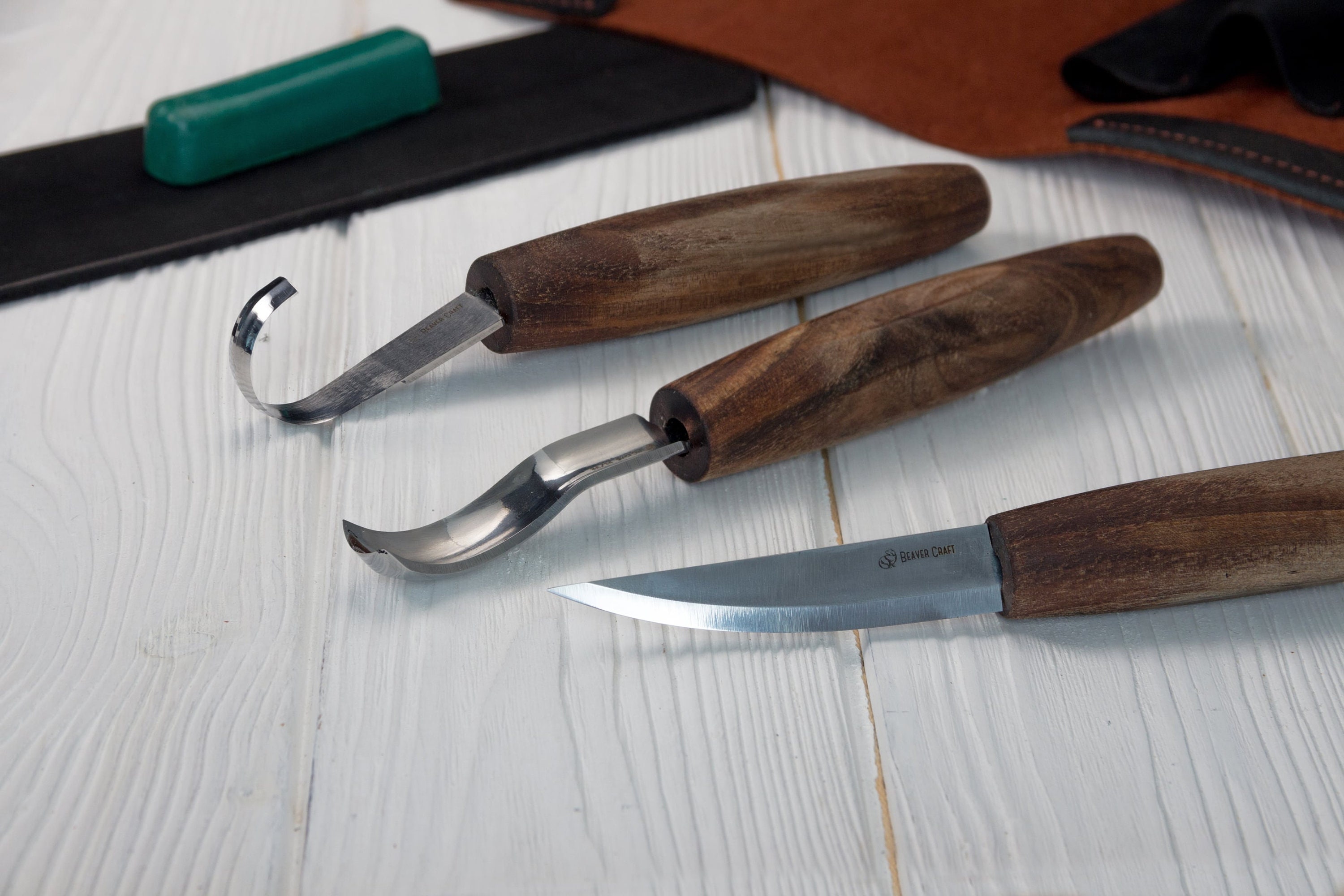 BeaverCraft Wood Spoon Carving Tools Kit S14x Deluxe - Spoon Carving Knives  Hook Knife Wood Carving Spoon Knife Set Bowl Kuksa Whittling Carving Gouges  Kit Deluxe S14x