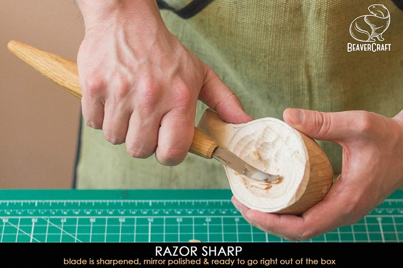 Spoon Carving Knife Open Curved Knife With Leather Sheath Etsy UK