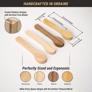 Wood Spoon Carving Blanks Set Starter Kit Four Wood-Type Spoon Carving Blanks Set BeaverCraft BB2 image 3