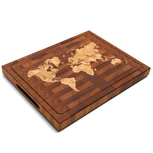 End Grain Cutting Board Heat-Treated Elm and Maple/Hornbeam Inlay Cookizar (16.9*12.9*1.18 inches)