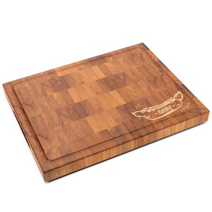 End Grain Cutting Board Heat-Treated Elm and Maple/Hornbeam Inlay Cookizar (16.9*12.9*1.18 inches)