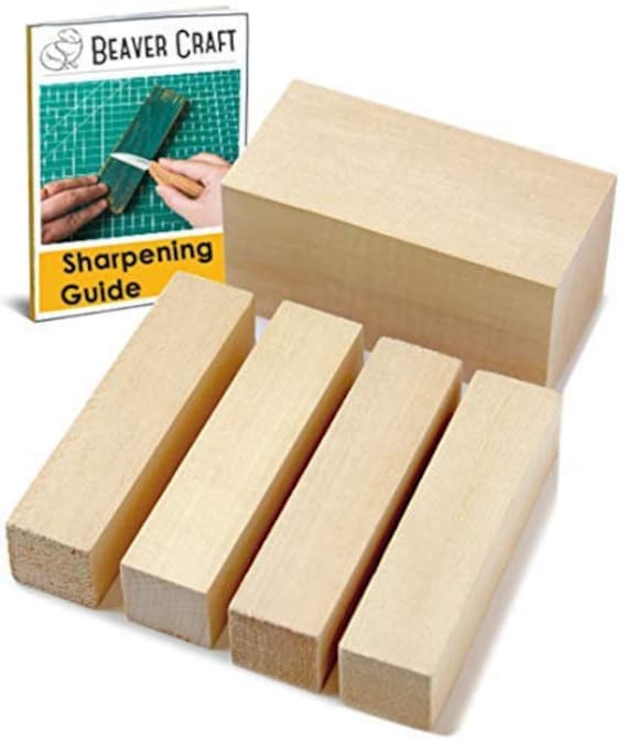 Pack Of 2, Basswood Carving Wood Blocks Craft, Turning Blanks