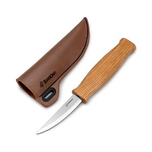 Carving Knife, Whittling Knife, Wood Carving Knife with a Leather Knife Sheath BeaverCraft C4 + SH1