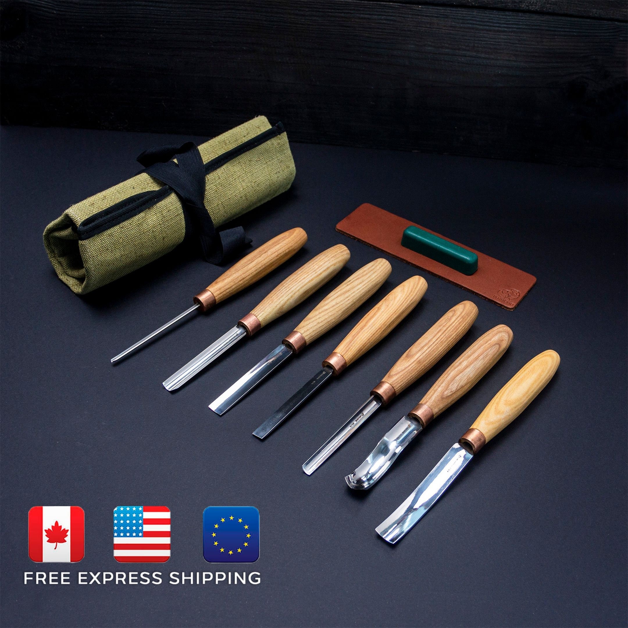 Libraton Woodworking Chisel Set, 4pcs Cr-V Wood Chisels Set, Professional  Chisels with Leather Pouch for Carpenter
