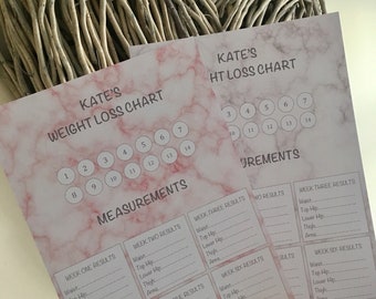 weight loss and measuremts 12 week chart colour in print etsy