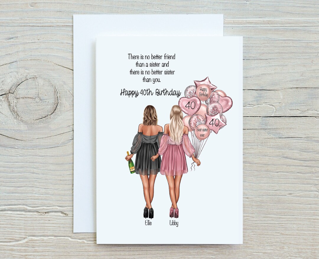 Sister 40th Birthday Card | Birthday Card for Her | 40th | 40th ...