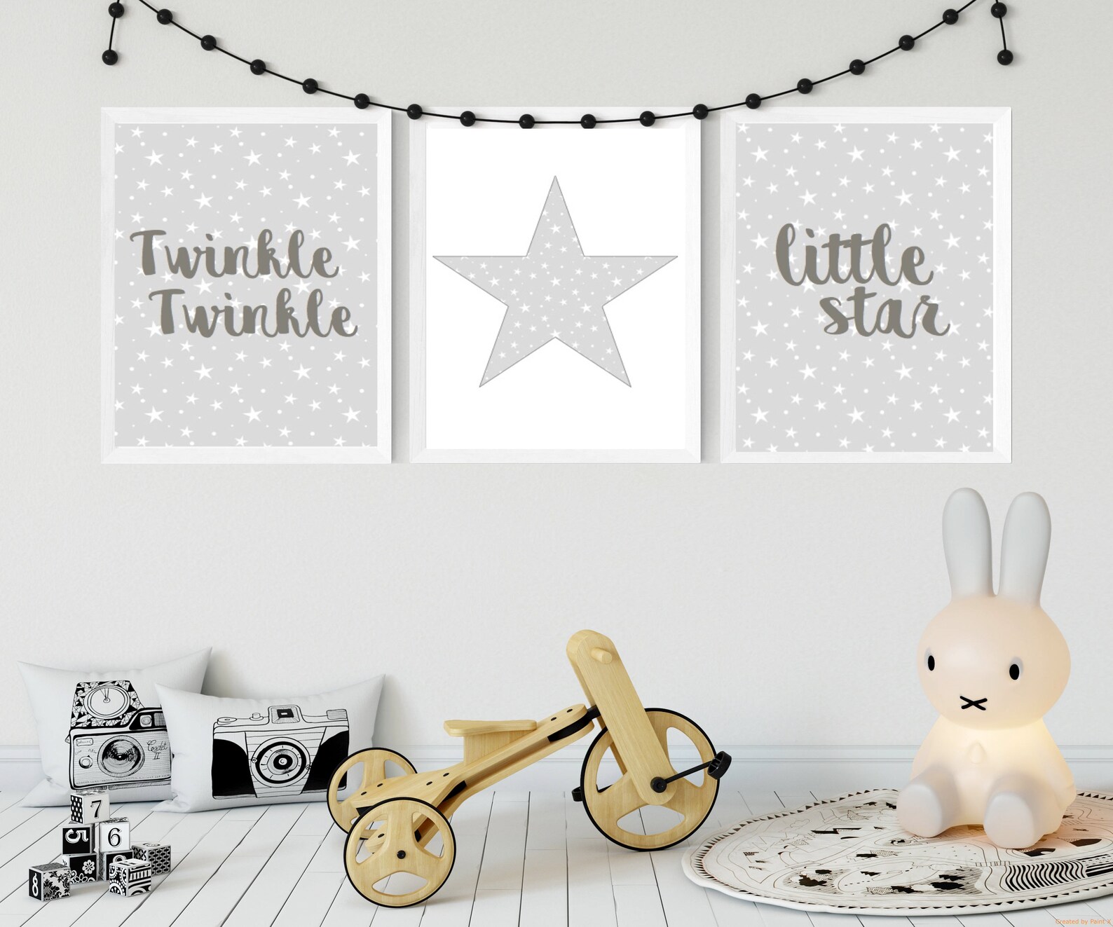 Set 3 Grey And White Star Themed Nursery Prints Star Etsy