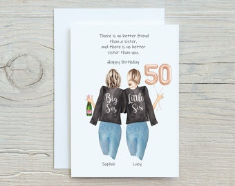 Sister 50th Birthday Card | Birthday Gift | Birthday Card | Sister Birthday  | Funny Friendship | Personalised Friendship