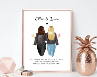 Best Friend Gift Print, Best Friend Birthday, Best friend Personalised, Best Friend Keepsake, Bestie, Print For friend, Portrait Print