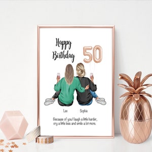 50th Birthday gift friendship | Besties 50th Birthday | 50th Birthday keepsake | Best Friends 50th birthday print | UNFRAMED