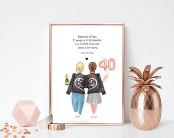 40th Birthday Friendship Print | Birthday Gift | Portrait Print | 40th birthday gift her | Funny Friendship | Personalised Friendship