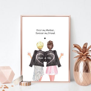 Mother and Daughter Friendship Print | Birthday Gift | Portrait Print | Friendship  | Funny Friendship | Personalised Friendship