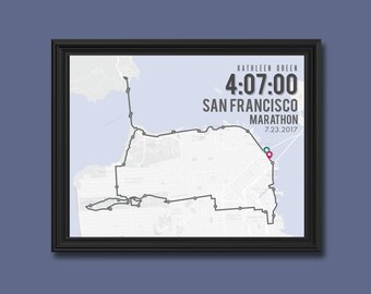 Runner Gift San Francisco Marathon Print SF Marathon Map 2020 or 2019 San Fran California Personalized Poster Running Gifts