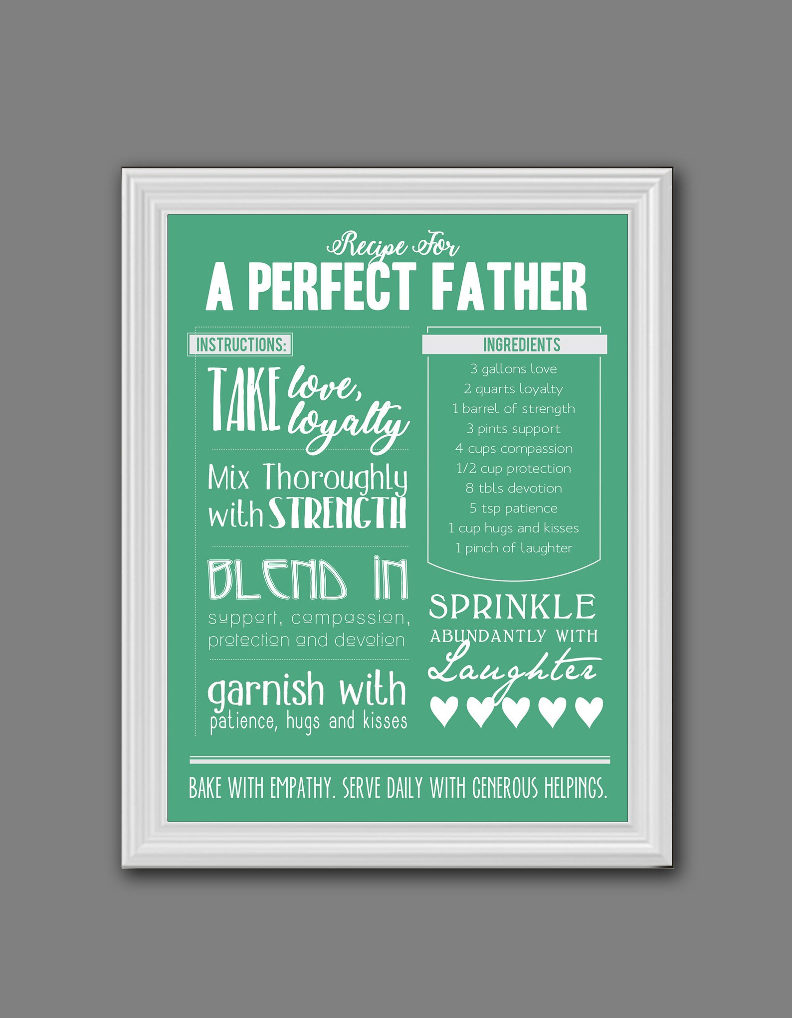 Perfect Dad Recipe Art Print Kitchen/Home Wall Decor Etsy