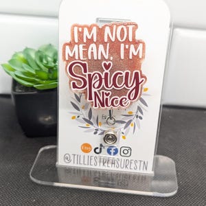 Spicy Nice Badge Reel, funny badge reel, interchangeable resin badge reel, nursing badge reel