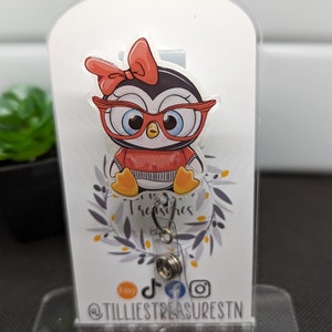 Penguin cute badge reel, Interchangeable Badge Reel