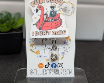 Fun Fact I Don't Care funny badge reel, nursing Id Holder, retractable Sublimation Badge Reel