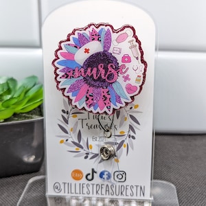 Sunflower Nurse Badge Reel: Interchangeable Nursing Badge