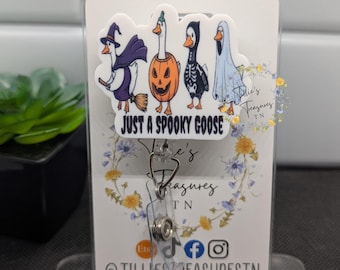 Halloween Spooky Goose Badge Reel, Nurse retractable badge, Interchangeable healthcare ID Holder