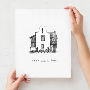 Place Portrait  |  custom architectural drawing of your favorite place (coffee shop, wedding venue, first date) perfect for christmas!