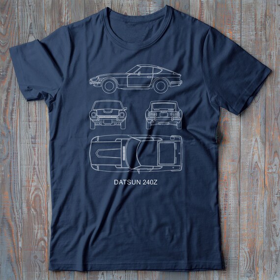 Cool automotive T-shirt Datsun 240Z blueprint JDM Christmas | Etsy