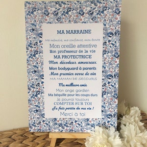 Affiche Parrain et Marraine tons bleus - Baptême, communion