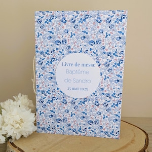 Libretto di messa personalizzato in blu Liberty | Battesimo, Comunione