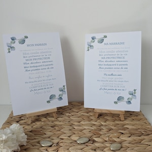 Affiche Parrain et Marraine eucalyptus - Baptême, communion