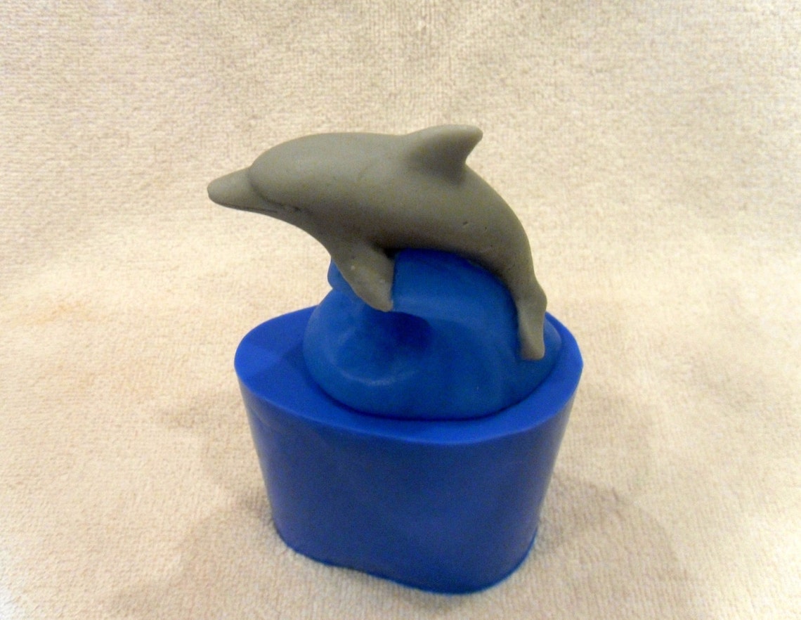 Dolphin on a wave silicone mold for soap and candles making Etsy