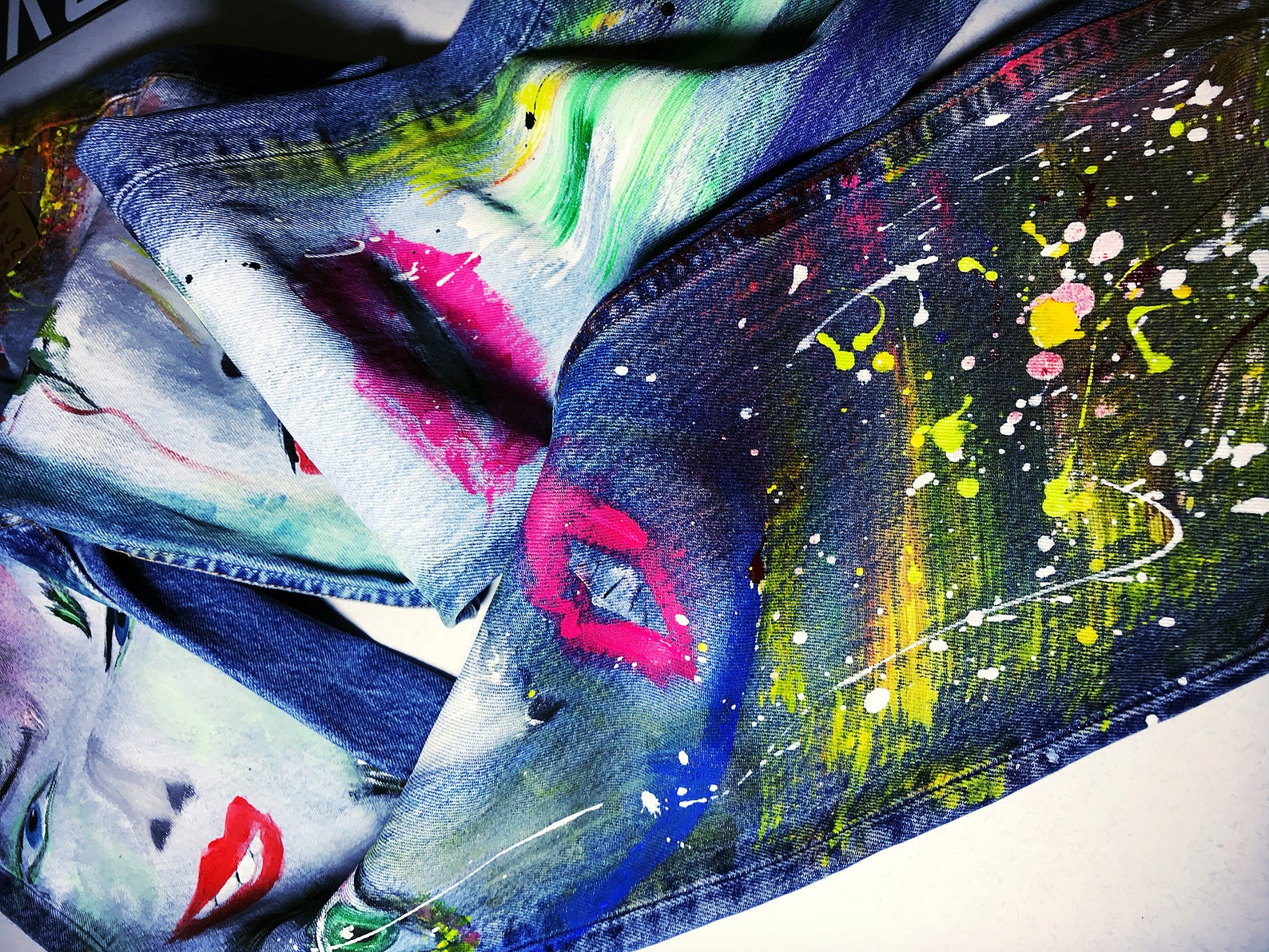 Jeans With Handpainted Art on Jeans Portrait Women's Etsy