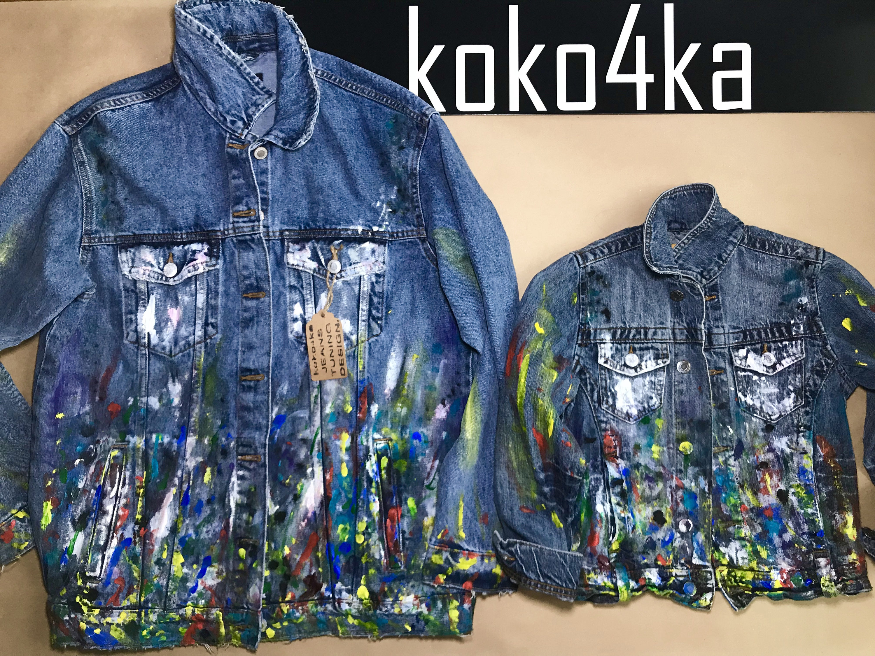Hand Painted Denim Jacket With Painting Jacket With Art Work on It Art on Denim  Denim Jean Jacket With Art Pop-art Family Look Dad and Child - Etsy Israel