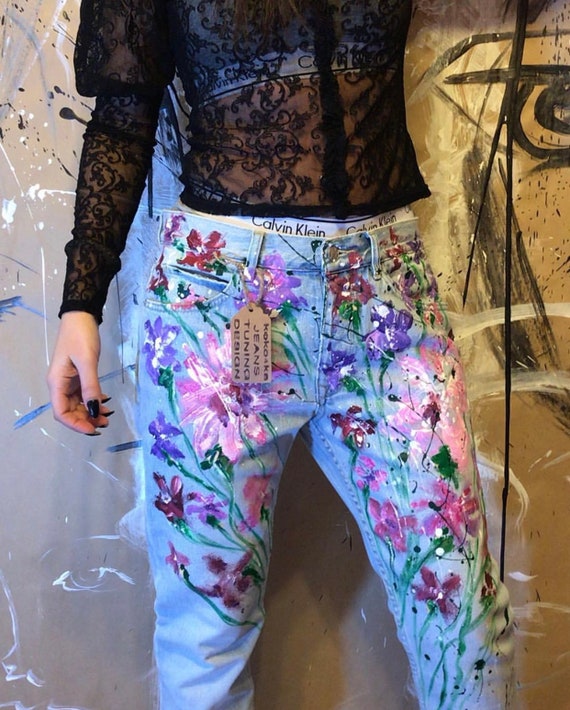 pink paint splatter jeans