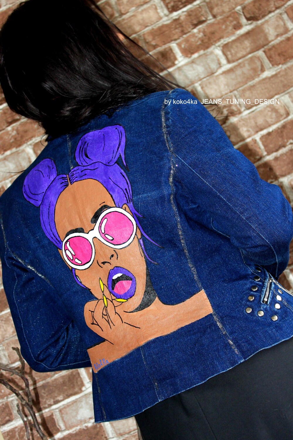 Hand painted denim jacket jacket with painting jacket with art Etsy