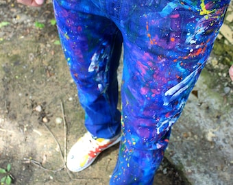 Men's jeans gift for him Spray paint Paint Splatter Jeans festival clothing Hand Painted Paint splash Jeans in paint torn jeans art boho