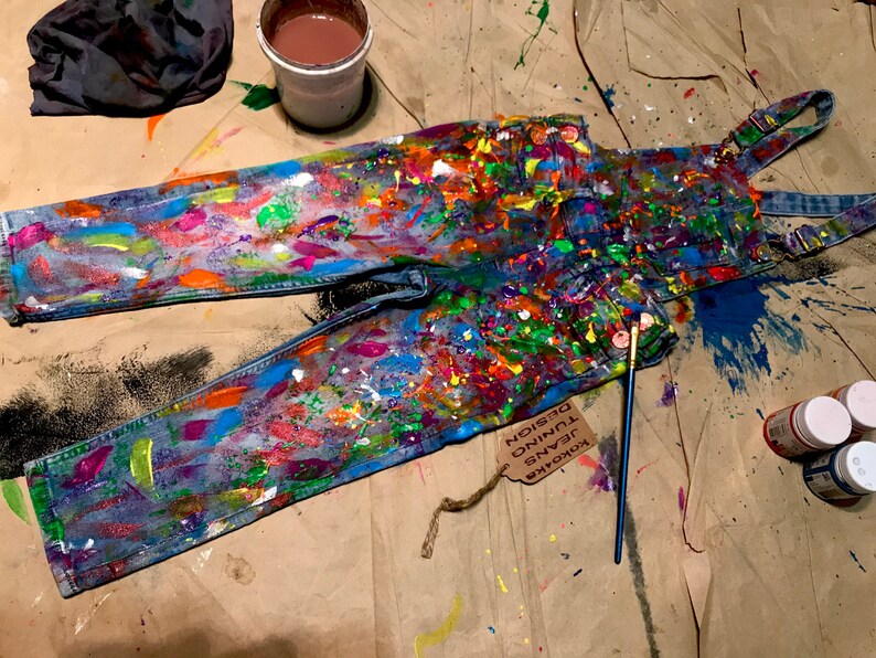 Splatter Distress Overalls Splatter Overalls Jeans Babies Etsy