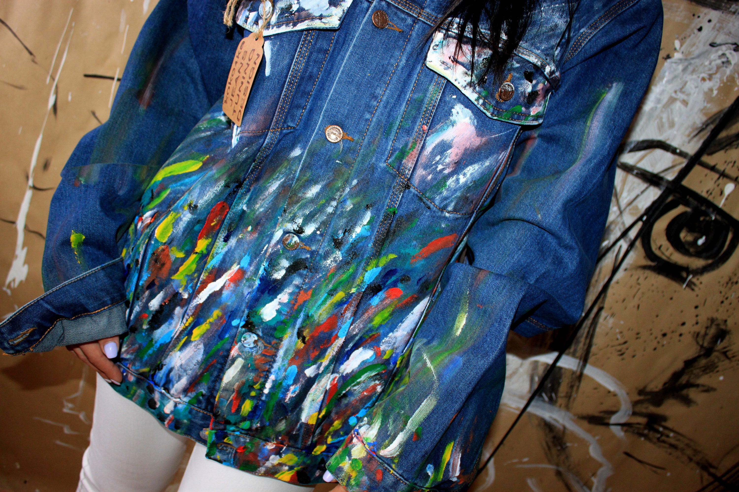 Hand painted denim Jacket with painting Jacket with art work Etsy