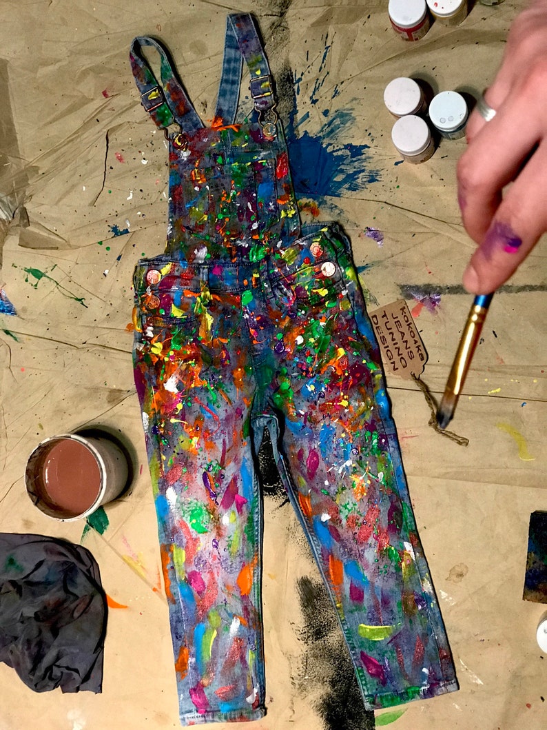 Splatter Distress Overalls Splatter Overalls Jeans Babies Etsy
