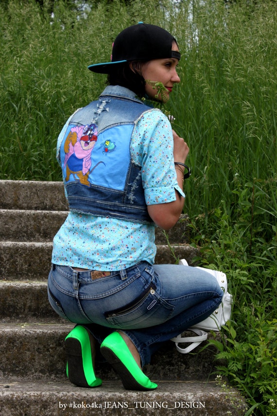 girls ripped jean jacket