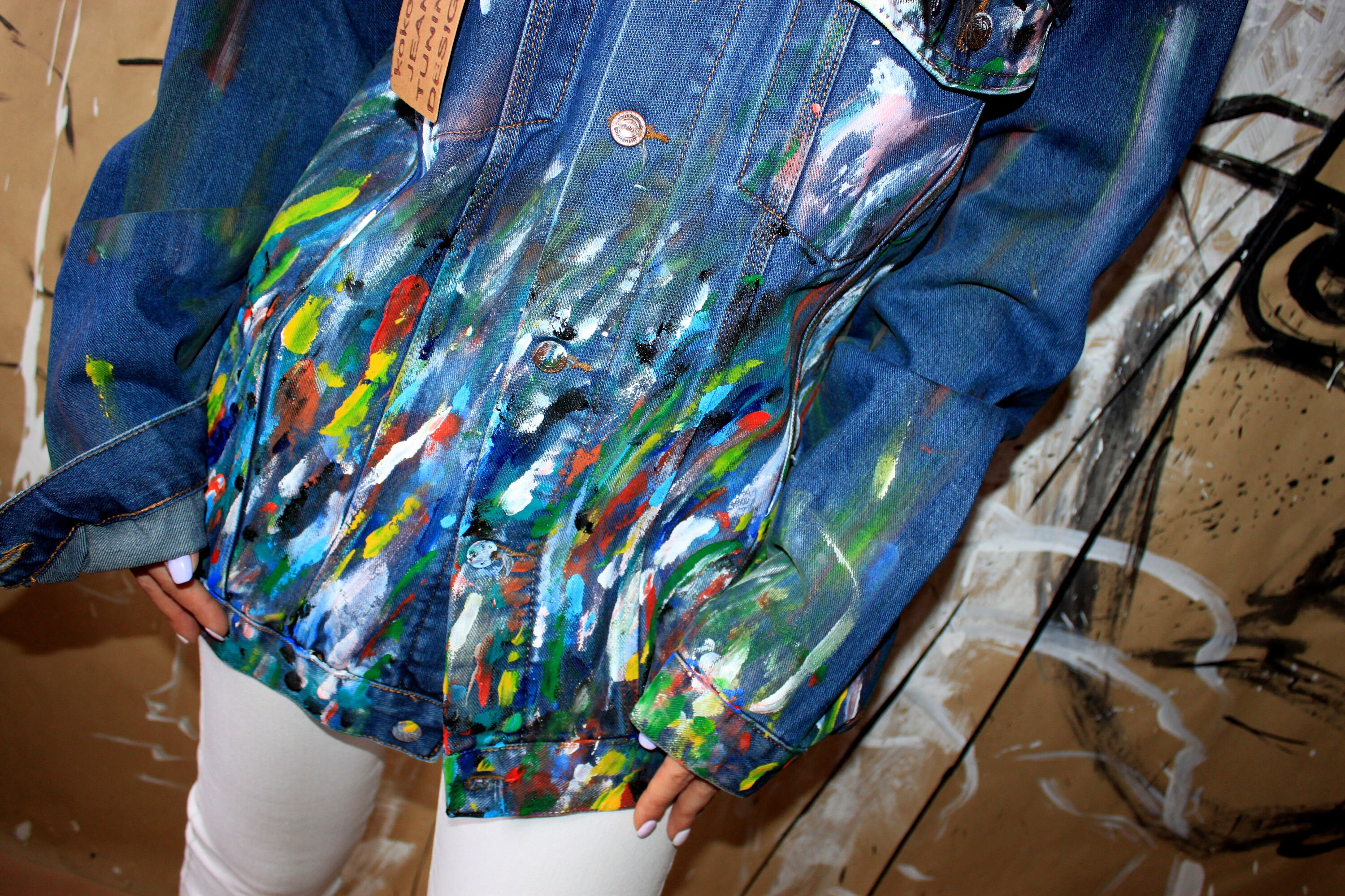 Hand painted denim Jacket with painting Jacket with art work Etsy
