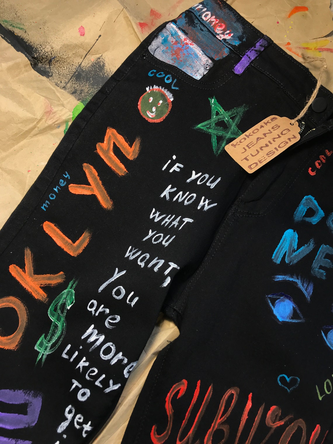 Mans jeans Blots on jeans Spray Paint Splatter Jeans festival Etsy