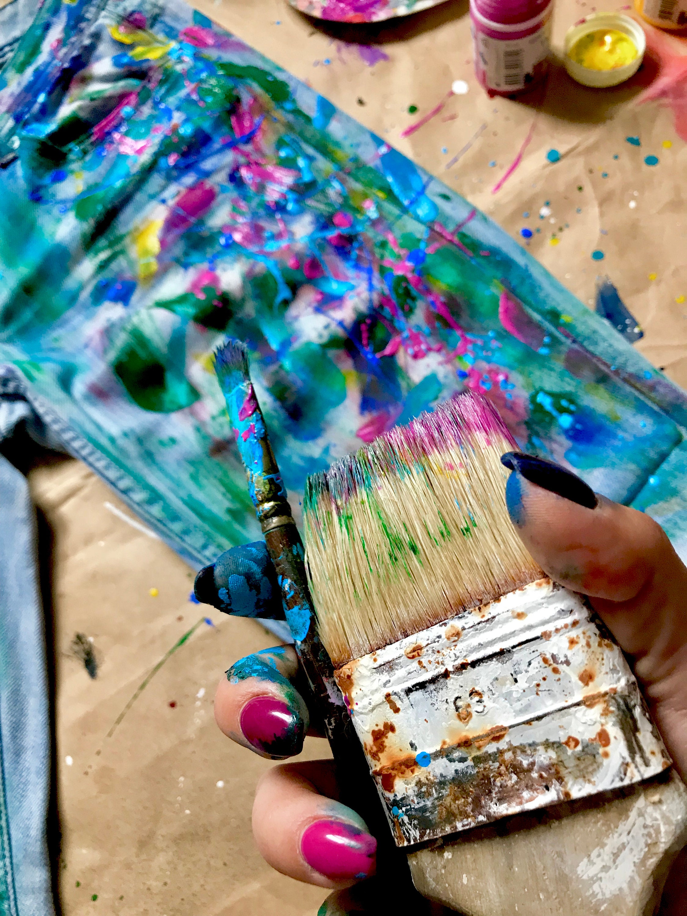 Paint splatter Jeans Spray paint clothing Blots jeans Spray Etsy