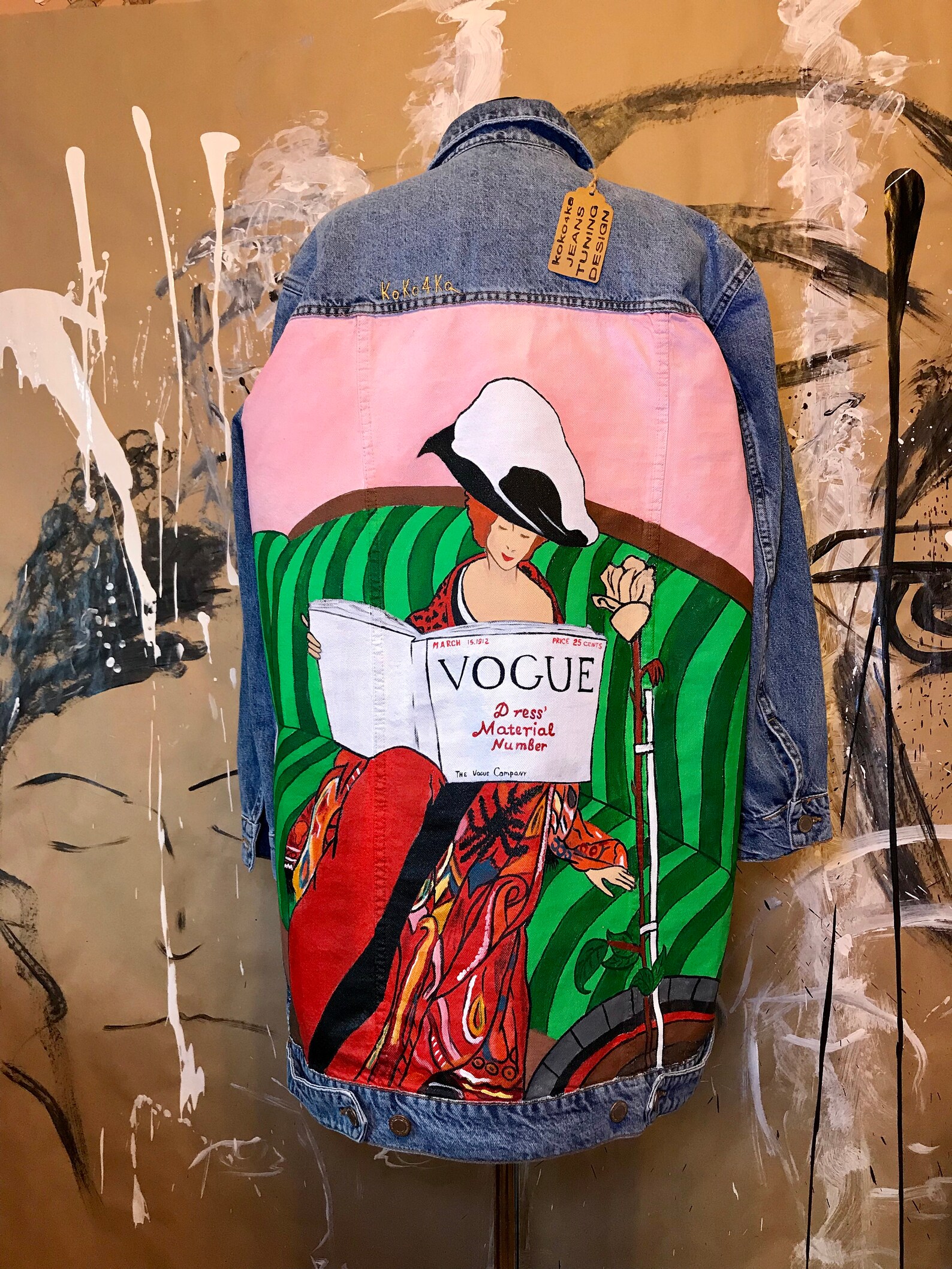 Handpainted Denim Jacket Painting Jacket With Art Work on Art Etsy