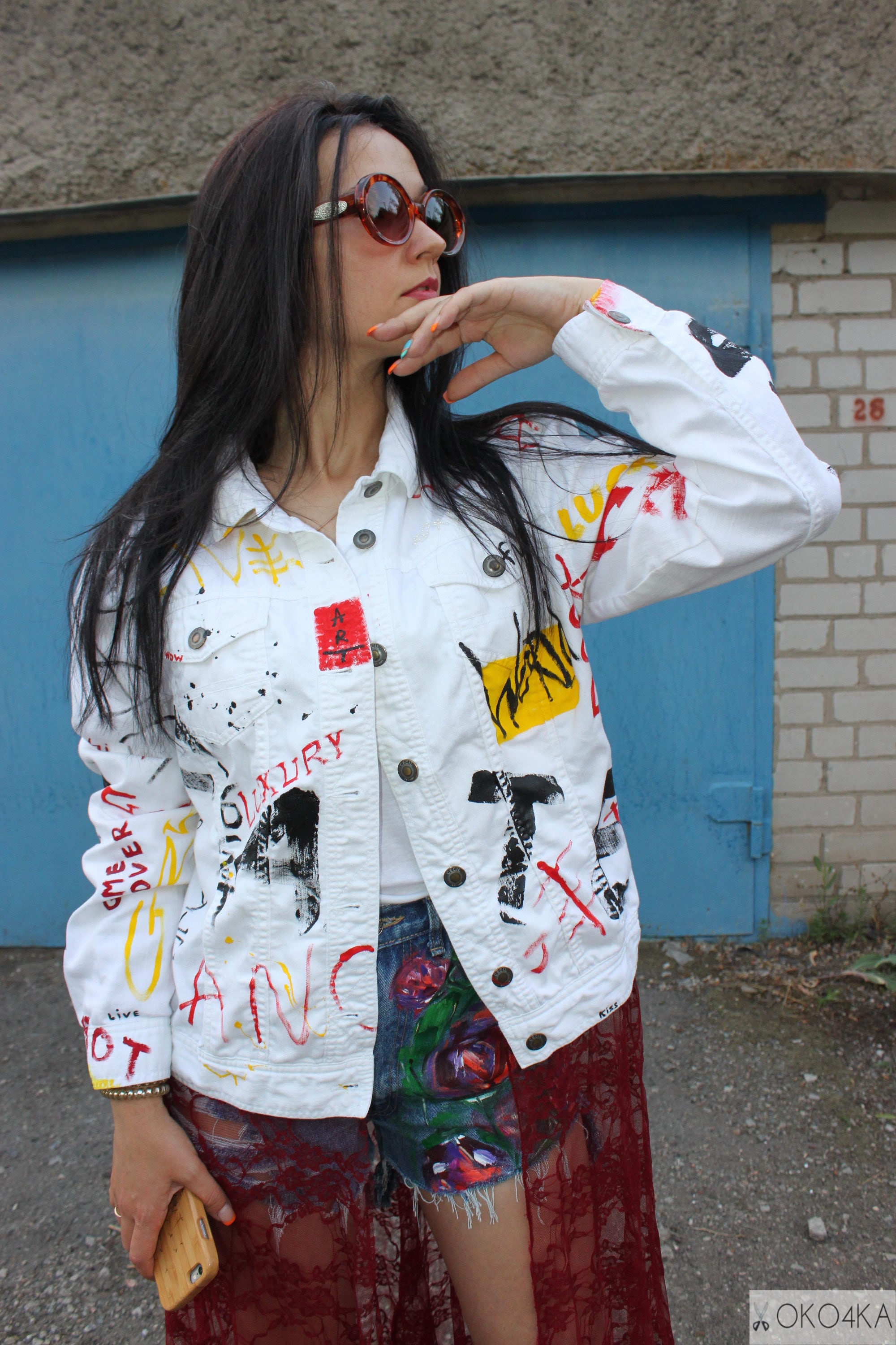 Hand painted denim Jacket with painting Jacket with art work | Etsy