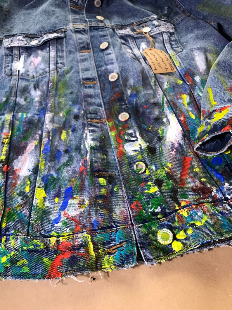 Hand painted denim Jacket with painting Jacket with art work Etsy