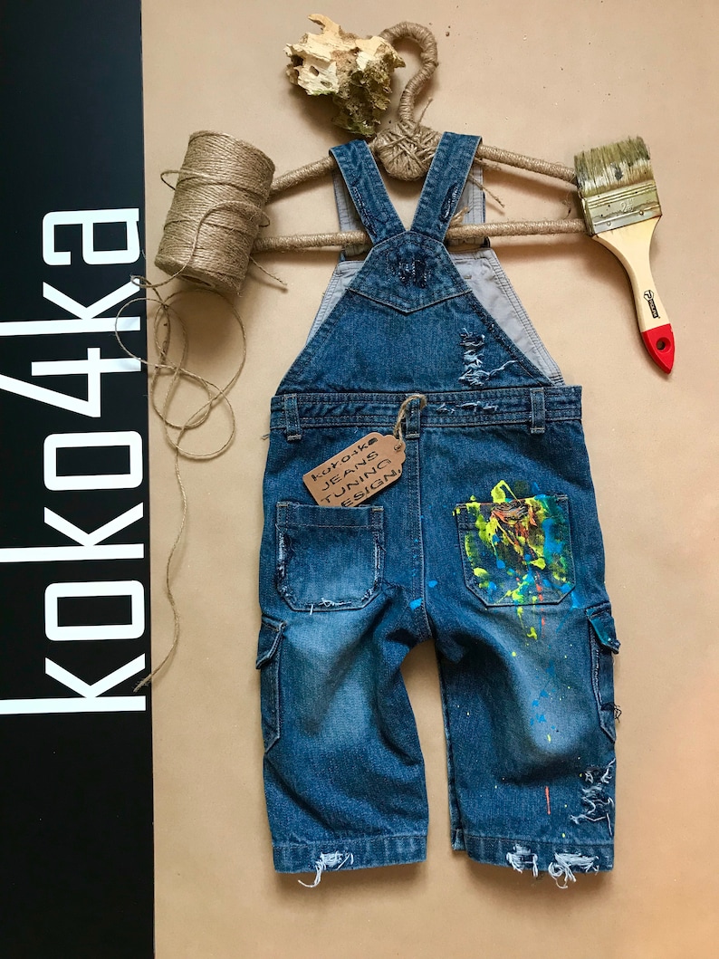 Splatter distress overalls Splatter overalls Jeans Babies Etsy