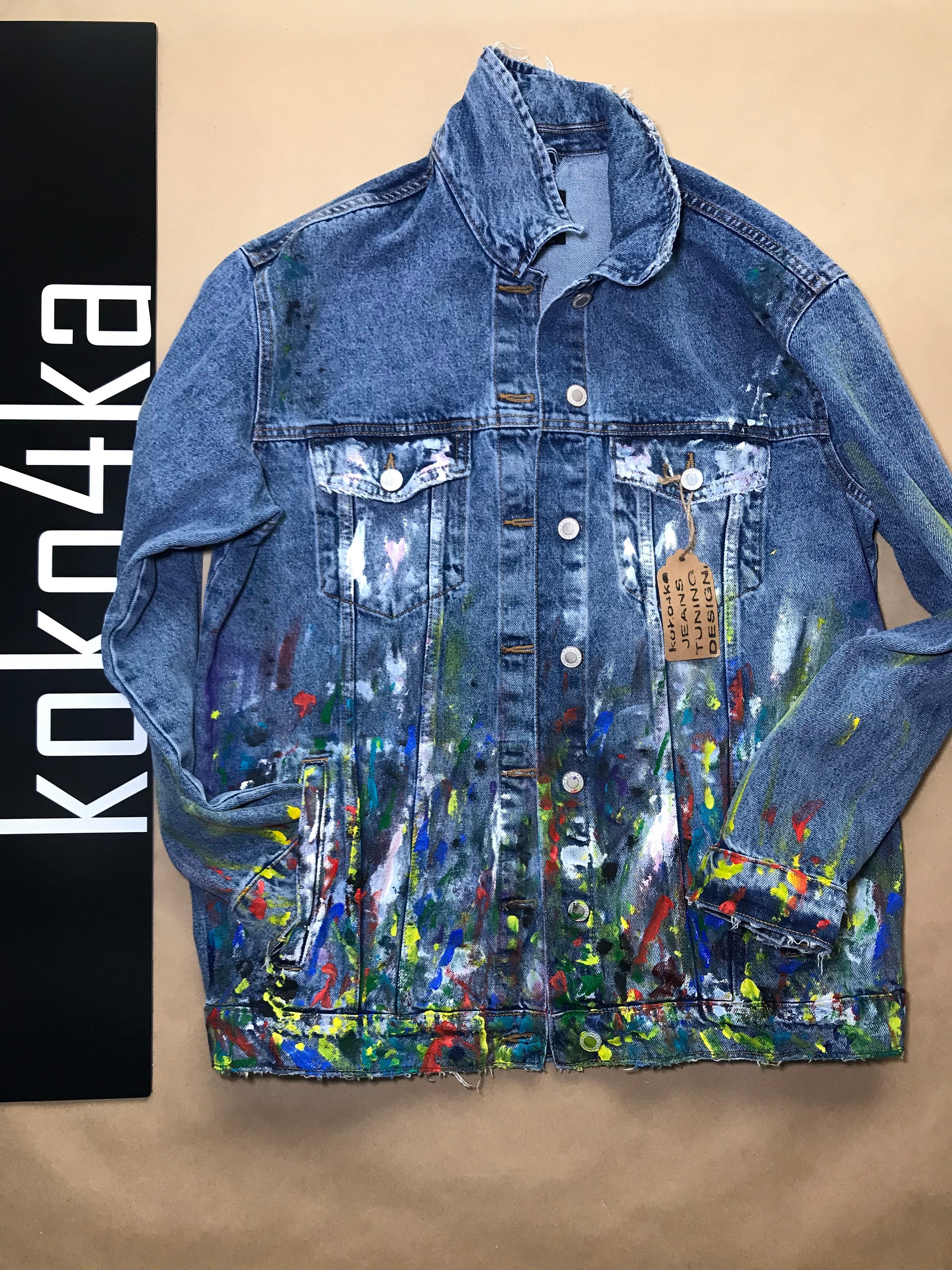 Hand painted denim Jacket with painting Jacket with art work Etsy